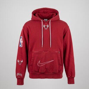 Nike Chicago Bulls City Edition NBA Hoodie Red Small Fleece Pullover DN8655-698